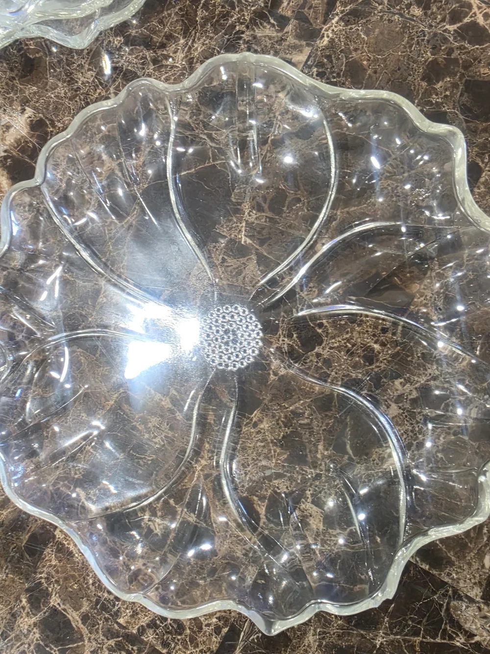 Source Unknown Clear Pressed Glass Flower Bowls - 4 Piece